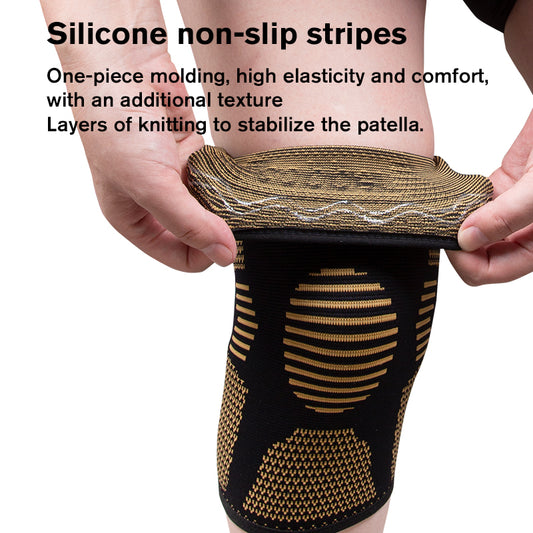 hx085 Ollas Non-slip Elastic Nylon Knitted Knee Sleeve knitted Copper Compression Support Knee Brace For Sports