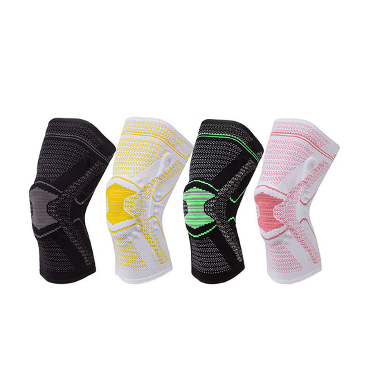 HX125 Volleyball Sport Compression Nylon Knitted Knee Pads Support Spring Silicone Gel Knee Pad