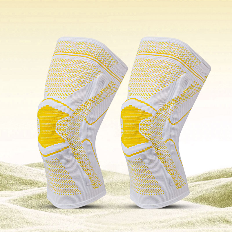 HX125 Volleyball Sport Compression Nylon Knitted Knee Pads Support Spring Silicone Gel Knee Pad